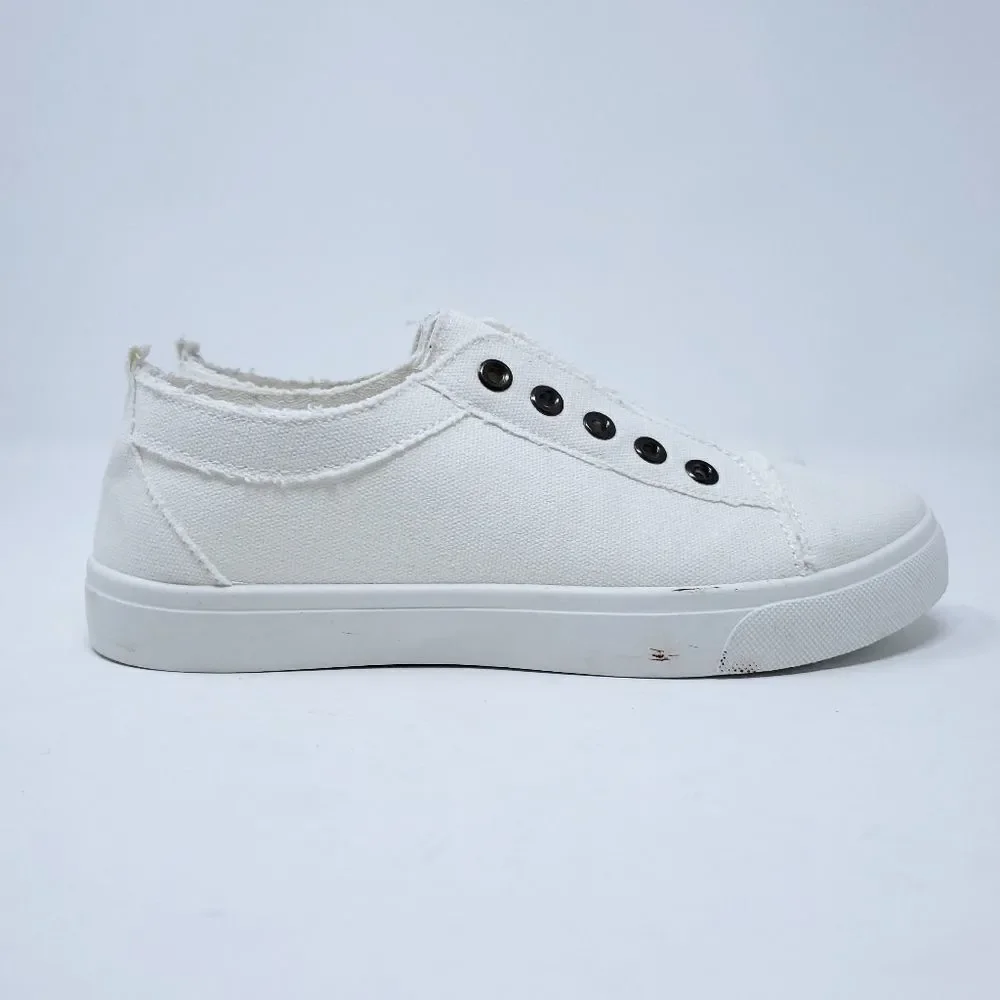 Bamboo Canvas Solid White Sneakers Shoes